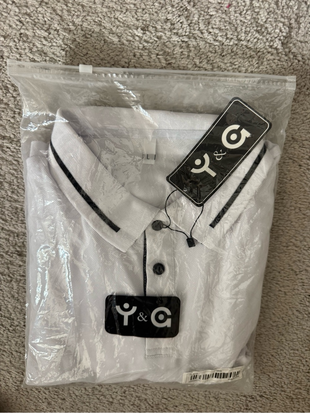 Y&C Men’s White Polo with Black Trim